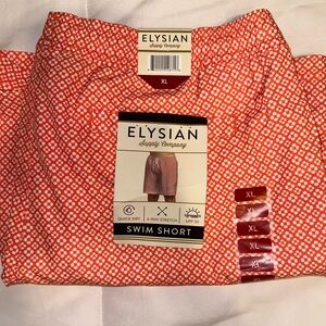 NWT- Orange and White Men’s swim trunks with inner liner